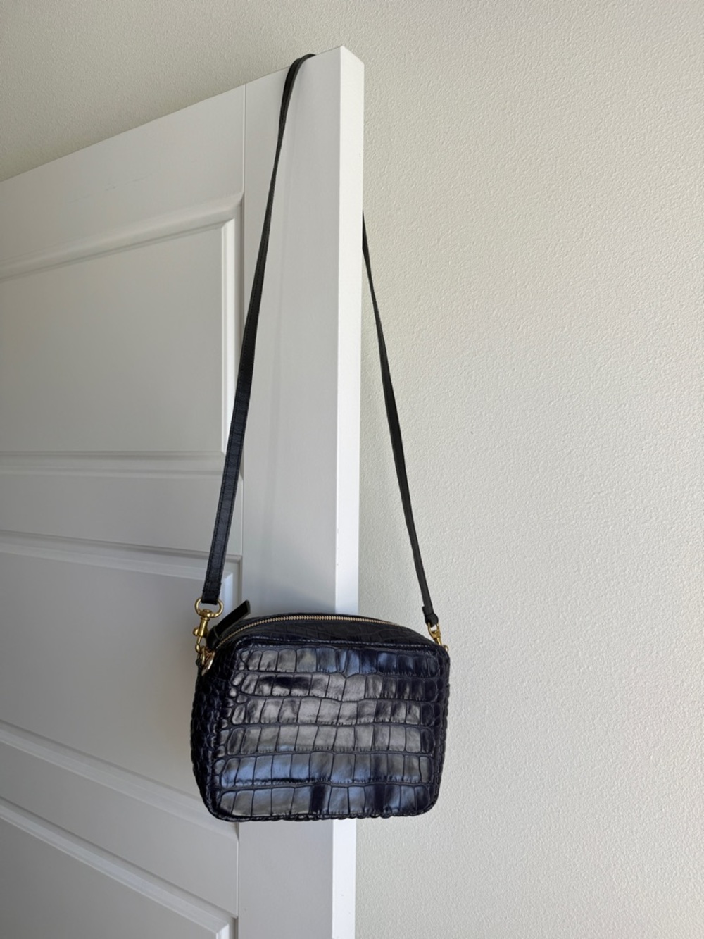 Clare V. Midi Sac Bag Navy Croco